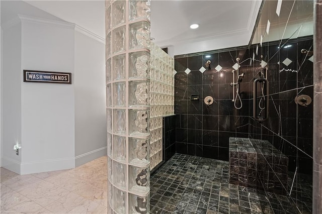 6515 Ashbourne Ct, Suwanee, GA 30024 - full bath with walk in shower, crown molding, and baseboards