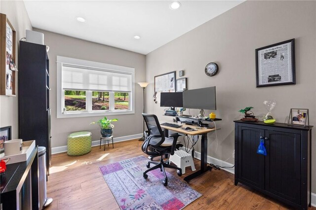 131 Quiet Cove Way, Monticello, GA 31064 - office space with baseboards, wood finished floors, and recessed lighting