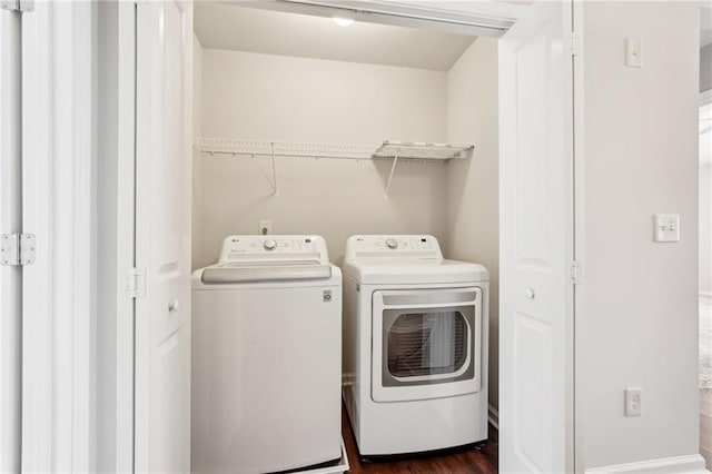 2785 Maple Park Pl, Cumming, GA 30041 - laundry area with dark wood-style flooring, laundry area, and washing machine and clothes dryer