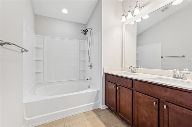 2785 Maple Park Pl, Cumming, GA 30041 - full bathroom featuring shower / bath combination, tile patterned flooring, visible vents, and a sink