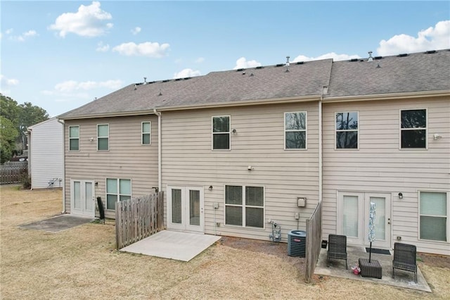 2785 Maple Park Pl, Cumming, GA 30041 - back of house featuring a shingled roof, central air condition unit, a patio, and a lawn