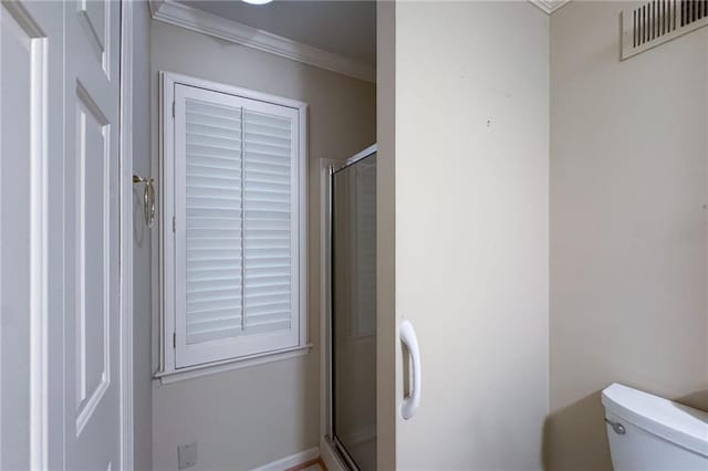 170 Mayfield Cir, Alpharetta, GA 30009 - full bath with toilet, crown molding, and a shower stall