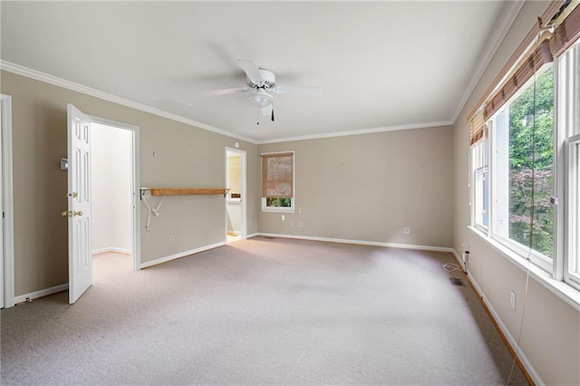 170 Mayfield Cir, Alpharetta, GA 30009 - carpeted spare room with baseboards, ornamental molding, and a ceiling fan