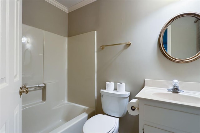 170 Mayfield Cir, Alpharetta, GA 30009 - bathroom with crown molding, vanity, toilet, and shower / tub combination