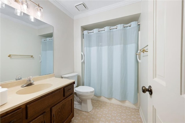 170 Mayfield Cir, Alpharetta, GA 30009 - full bath featuring vanity, toilet, ornamental molding, and tile patterned floors