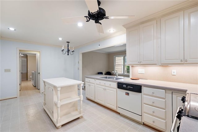 170 Mayfield Cir, Alpharetta, GA 30009 - kitchen with dishwasher, a sink, ornamental molding, light countertops, and stainless steel range
