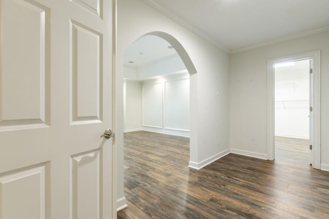 1565 Briergate Dr, Duluth, GA 30097 - empty room with arched walkways, dark wood-type flooring, and ornamental molding