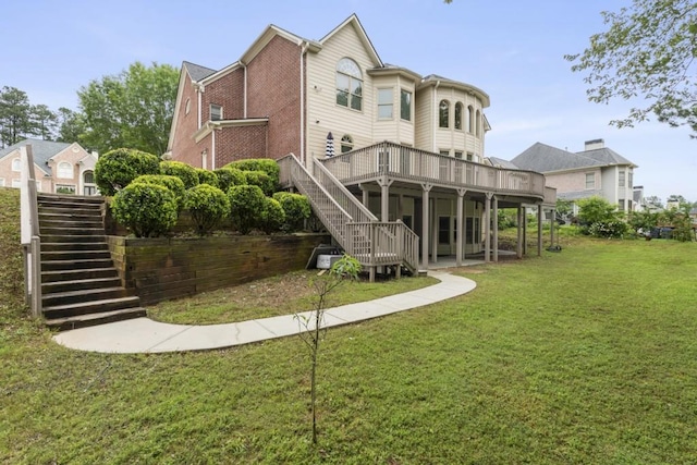 1565 Briergate Dr, Duluth, GA 30097 - rear view of property with stairway, a deck, and a yard