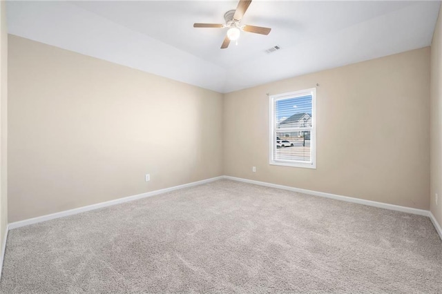 carpeted empty room with ceiling fan