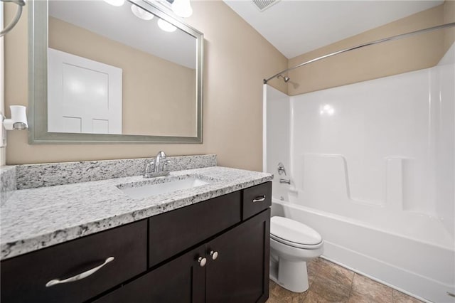 full bathroom featuring vanity, toilet, and shower / bathing tub combination