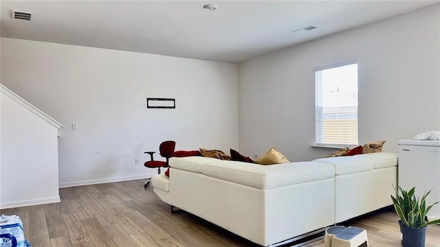 living room with wood-type flooring