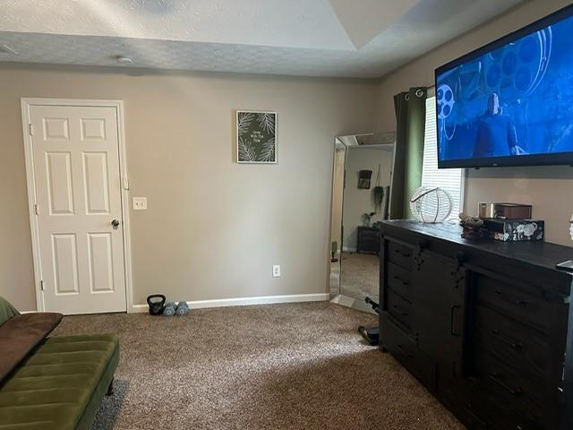 interior space with baseboards and carpet
