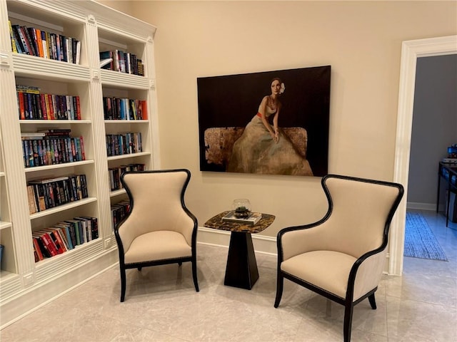 living area with baseboards