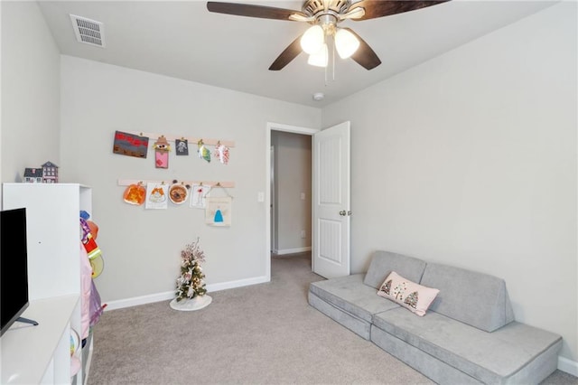 127 Ridgewood Way, Dallas, GA 30132 - living area featuring carpet flooring, a ceiling fan, and baseboards