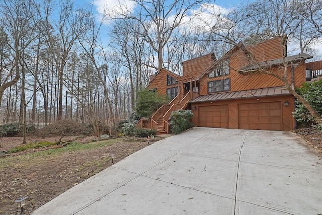 view of front of property with a garage