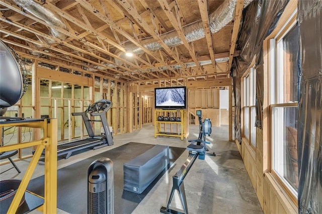 exercise room with plenty of natural light