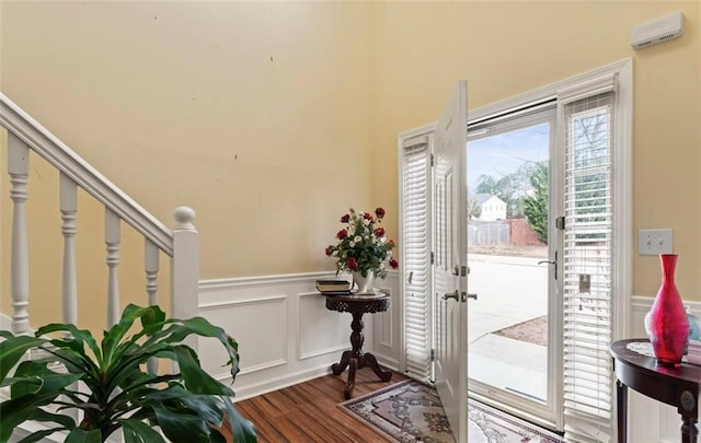 entryway featuring dark wood-type flooring