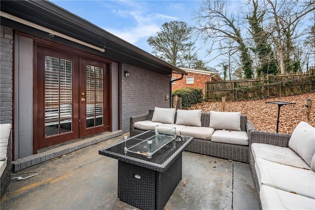 view of patio / terrace with french doors and outdoor lounge area