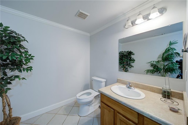 334 Glenn Abby Ln, Pendergrass, GA 30567 - bathroom featuring toilet, vanity, tile patterned floors, crown molding, and baseboards