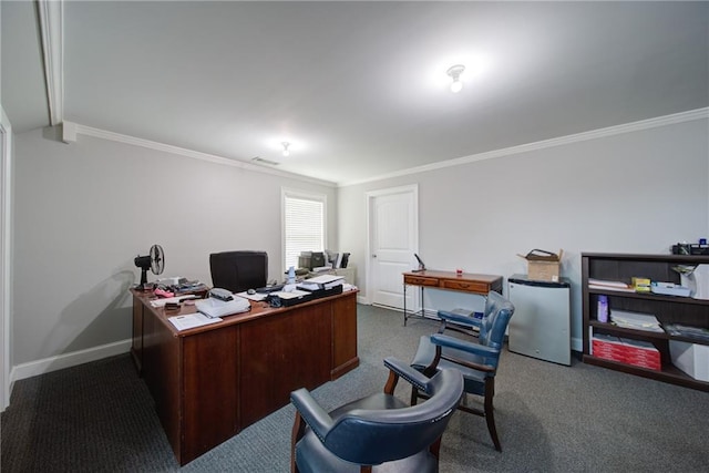 334 Glenn Abby Ln, Pendergrass, GA 30567 - carpeted office space featuring crown molding, baseboards, and lofted ceiling