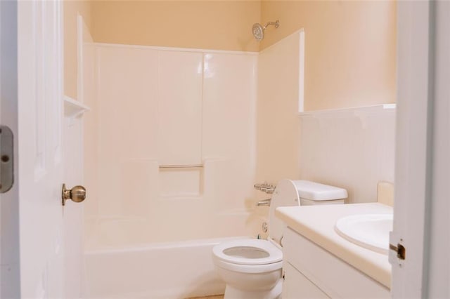 110 Fox Meadow Dr, Covington, GA 30016 - full bath with vanity,  shower combination, toilet, and wainscoting