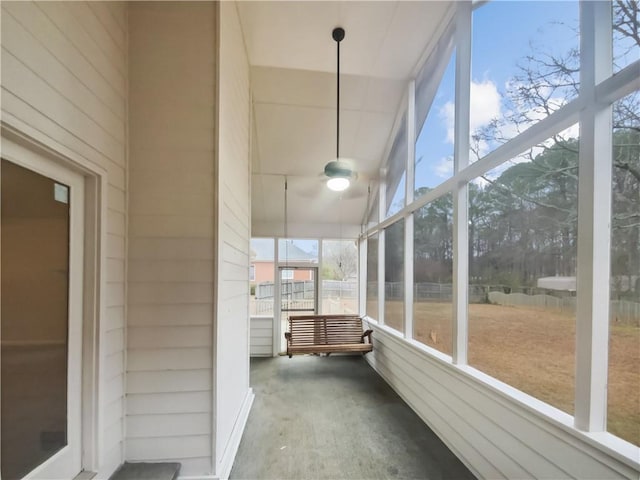 view of unfurnished sunroom