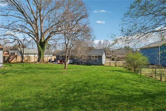 view of yard featuring a fenced backyard