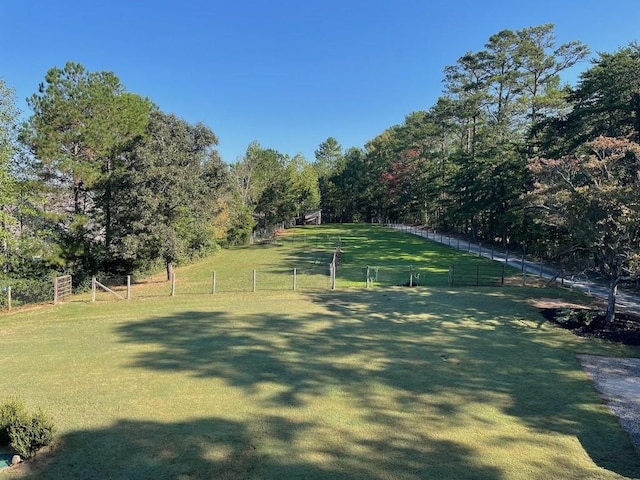 view of home's community with a rural view and a yard