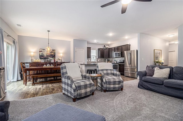 23 Stable Gate Dr, Cartersville, GA 30120 - living room with ceiling fan and wood finished floors