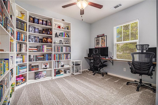 23 Stable Gate Dr, Cartersville, GA 30120 - office featuring carpet floors and a ceiling fan