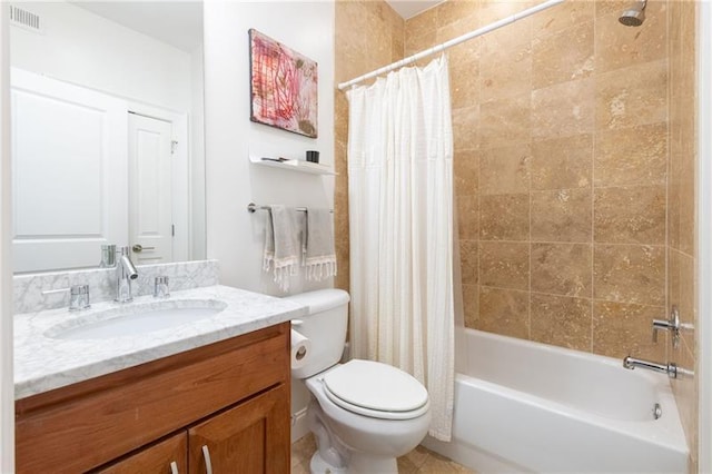 1601 Marlbrook Dr NE, Atlanta, GA 30307 - full bathroom with vanity, toilet, shower / bath combo, and tile patterned floors