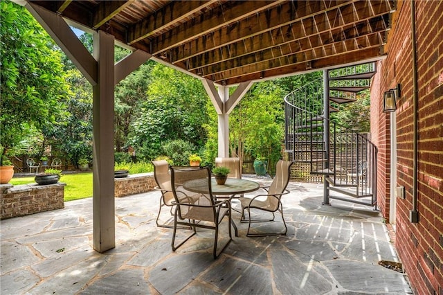 1601 Marlbrook Dr NE, Atlanta, GA 30307 - view of patio / terrace with stairs and outdoor dining area