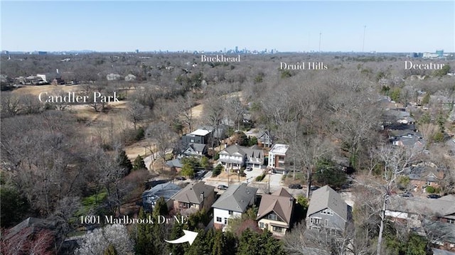1601 Marlbrook Dr NE, Atlanta, GA 30307 - aerial view of property's location featuring nearby suburban area