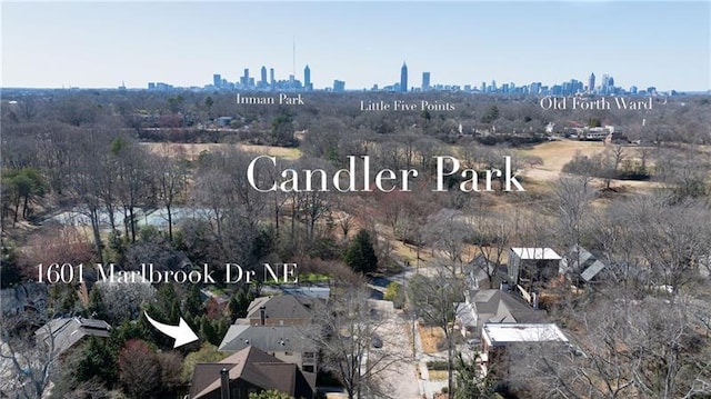 1601 Marlbrook Dr NE, Atlanta, GA 30307 - aerial overview of property's location with skyline