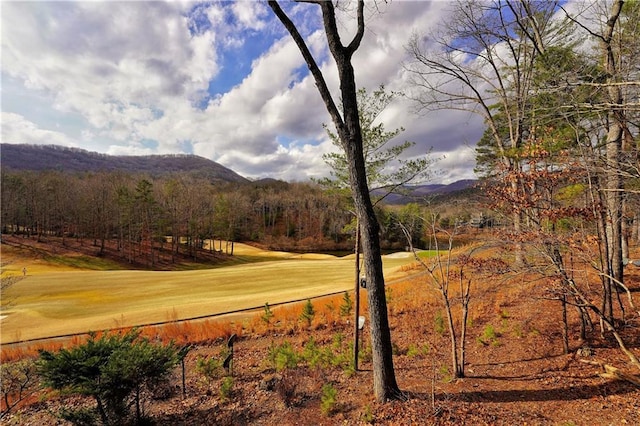 mountain view featuring view of golf course