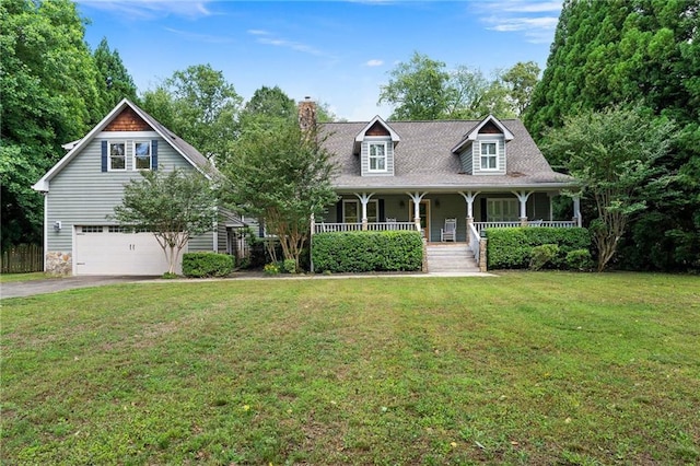 442 Cartecay River Run, Ellijay, GA 30536 - view of front of property with a chimney, driveway, a porch, a garage, and a front yard