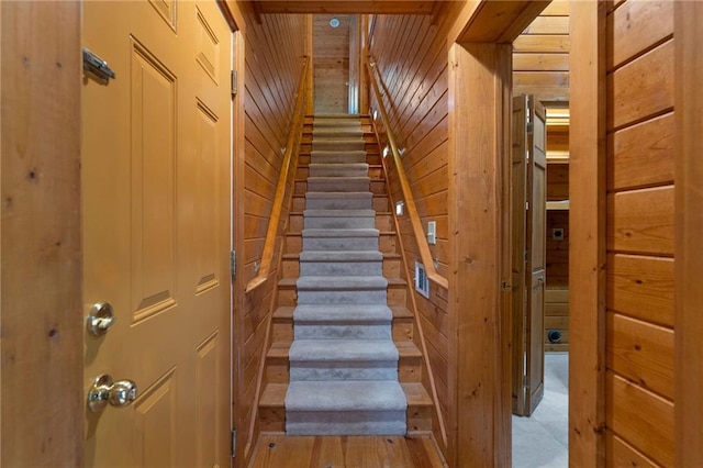 442 Cartecay River Run, Ellijay, GA 30536 - staircase with wooden walls