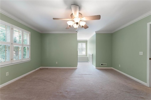 442 Cartecay River Run, Ellijay, GA 30536 - carpeted empty room featuring crown molding, a ceiling fan, and baseboards