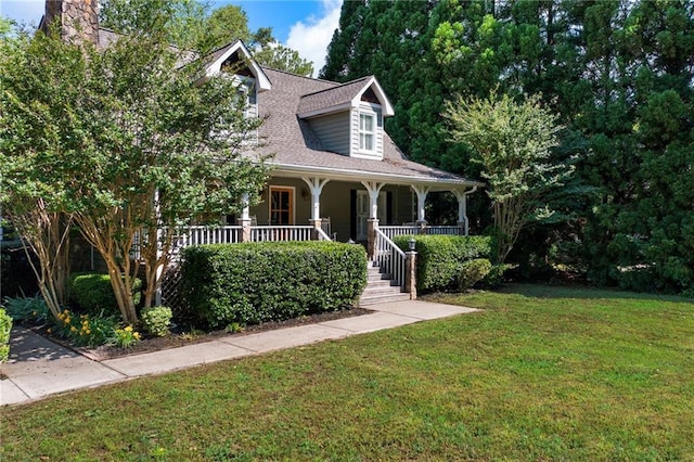 442 Cartecay River Run, Ellijay, GA 30536 - view of front of house featuring a porch, a front yard, and roof with shingles
