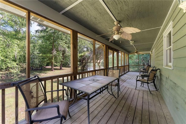 442 Cartecay River Run, Ellijay, GA 30536 - sunroom / solarium with ceiling fan and outdoor dining area