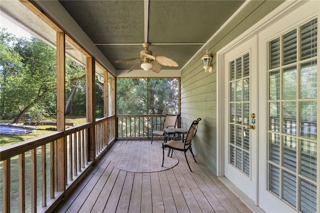 442 Cartecay River Run, Ellijay, GA 30536 - sunroom with a ceiling fan and plenty of natural light