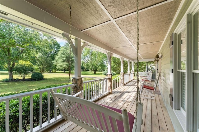 442 Cartecay River Run, Ellijay, GA 30536 - porch featuring view of scattered trees and a lawn