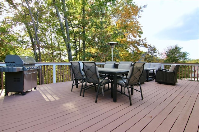 wooden terrace with grilling area