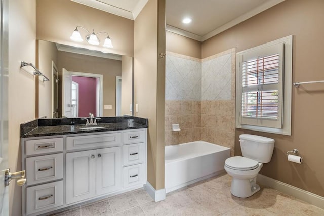 2742 High Vista Pt, Gainesville, GA 30501 - full bathroom featuring toilet, baseboards, vanity, and crown molding