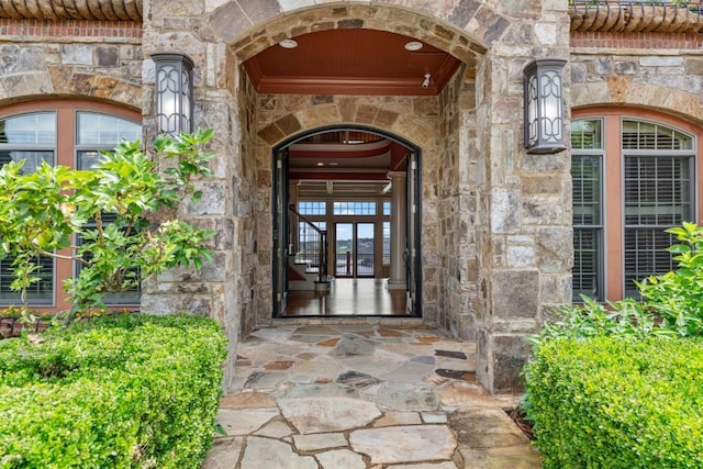 2742 High Vista Pt, Gainesville, GA 30501 - entrance to property with stone siding and french doors