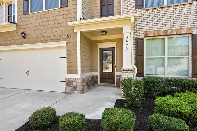 entrance to property with a garage