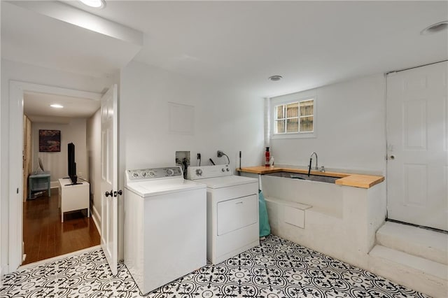311 Glendale Ave, Decatur, GA 30030 - washroom featuring separate washer and dryer, light tile patterned flooring, and recessed lighting