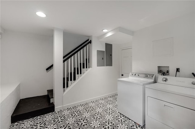 311 Glendale Ave, Decatur, GA 30030 - laundry area featuring separate washer and dryer, electric panel, and recessed lighting