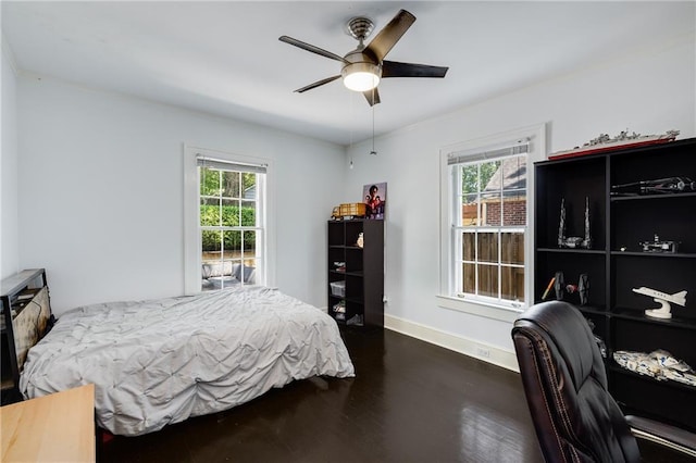 311 Glendale Ave, Decatur, GA 30030 - bedroom with ornamental molding, wood finished floors, a desk, and ceiling fan
