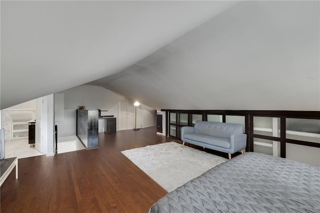 311 Glendale Ave, Decatur, GA 30030 - bedroom with wood finished floors and vaulted ceiling
